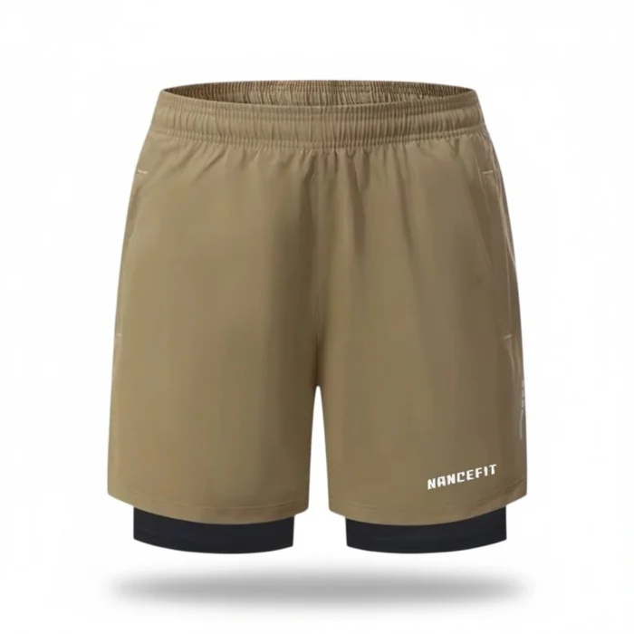 Nancefit Performance 2-in-1 Training Shorts – Khaki